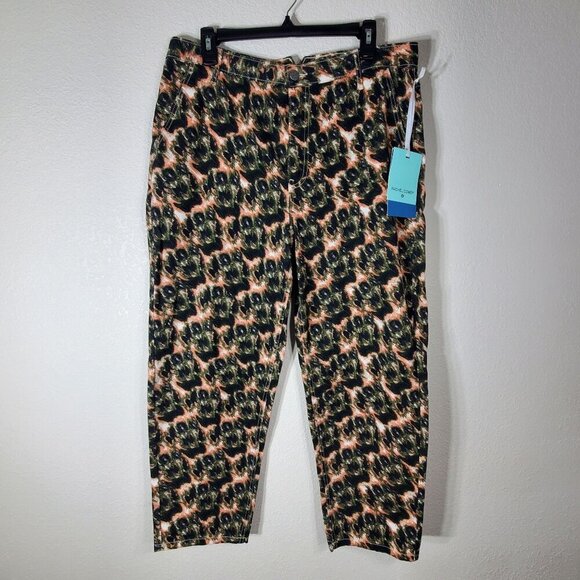 Rachel Comey Olive Crayon Leopard Print Ankle Pants Size 14 100% Cotton - Picture 1 of 11